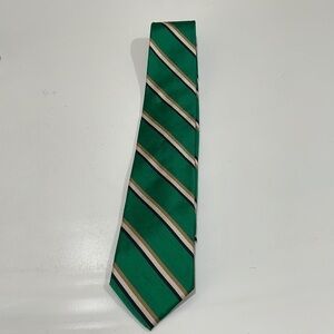 Vintage Lanvin Green Striped Silk Tie—Great Looking—Price Tag Still Attached!